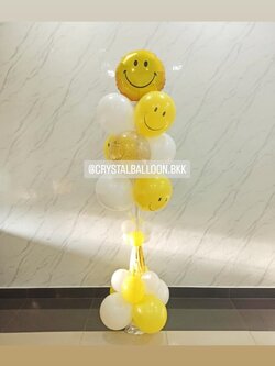 เสาลูกโป่ง เปิดร้าน เสาลูกโป่งฟอยล์กลมยิ้ม ขนาด 18" พร้อม ลูกโป่ง 9 ลูก พร้อมตกแต่ง สามารถเปลี่ยนสีลูกโป่ง/เปลี่ยนสี-ฟอยล์ตกแต่งได้
