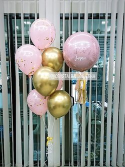 ลูกโป่ง วันเกิด ฟอยล์กลม USA ขนาด 18" Theme ชมพู พร้อม ช่อลูกโป่ง ช่อ 7 ลูก 1 ช่อ พร้อมตกเเต่ง สามารถเปลี่ยนสีลูกโป่ง/เปลี่ยนข้อความได้