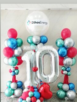 เสาลูกโป่ง เปิดงาน ลูกโป่งยาง ขนาด 36" สีขาว พร้อม ใส่กลิตเตอร์ 1 เสา พร้อม เสาช่อลูกโป่ง ช่อ 10 ลูก 2 เสา,ฟอยล์ตัวเลข ขนาด 40" ตั้งฐานคู่ 1 ชิ้น พร้อมตกแต่ง สามารถเปลี่ยนสีลูกโป่ง/เปลี่ยนข้อความ/เปลี่ยนสี-ฟอยล์ตัวเลข-ฟอยล์ตกแต่งได้