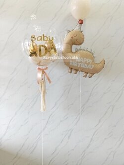 ลูกโป่ง Welcome Baby Bubble USA 24" พร้อม ช่อ ฟอยล์ไดดนเสาร์ 1 ชิ้น พร้อมตกแต่ง สามารถเปลี่ยนสีลูกโป่ง/เปลี่ยนข้อความได้