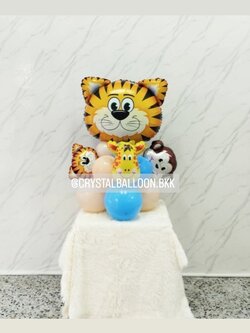 ลูกโป่ง วันเกิดเด็ก ฟอยล์หัวเสือ ตั้งฐาน ใหญ่ 1 ชิ้น พร้อมตกแต่ง สามารถเปลี่ยนสีลูกโป่ง/เปลี่ยนฟอยล์ตกแต่งได้