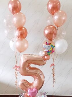 ลูกโป่ง วันเกิดเด็ก ลูกโป่งช่อ ช่อ 7 ลูก 2 ช่อ พร้อม ฟอยล์ตัวเลข ขนาด 40" ตั้งฐาน 1 ชิ้น สีโรสโกล พร้อมตกแต่ง สามารถเปลี่ยนสีลูกโป่ง/้เปลี่ยนข้อความ/เปลี่ยนขนาดลูกโป่งได้