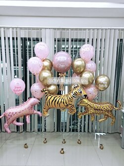 ลูกโป่ง วันเกิดเด็ก ฟอยล์กลม USA ขนาด 18" Theme Animals พร้อม ช่อลูกโป่ง ช่อ 7 ลูก 2 ช่อ พร้อม ฟอยล์สัตว์ใหญ่ 3 ชิ้น พร้อมตกเเต่ง สามารถเปลี่ยนสีลูกโป่ง/เปลี่ยนข้อความ/เปลี่ยนสี-ฟอยล์ตกแต่งได้