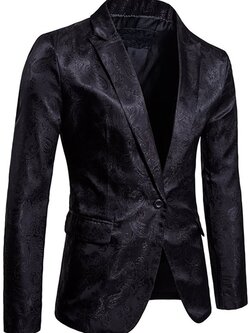 พร้อมเช่า ชุดสูทชาย สีดำ พิมพ์ลาย เนื้อผ้าแพรแบบหรูมาก