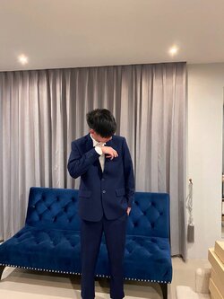 สูทตัดเช่า ชุดสูทชาย 2 กระดุม สีน้ำเงินเข้ม (ไม่ใช่สีกรมท่า) งานเนี๊ยบ ไม่มีเสื้อกั๊ก