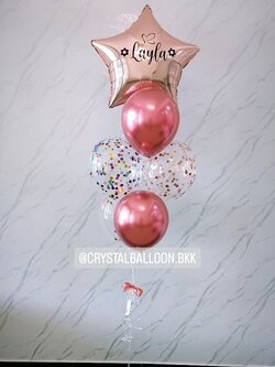 ลูกโป่ง แสดงความยินดี ช่อลูกโป่ง ฟอยล์ดาว ขนาด 24" ช่อ 7 ลูก 1 ช่อ พร้อม ลูกโป่งใส ใส่ Confetti 5 ลูก พร้อมตกเเต่ง สามารถเปลี่ยนสีลูกโป่ง/เปลี่ยนข้อความ/เปลี่ยนสี-ฟอยล์ตกแต่งได้