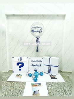 Happy Birthday Surprised Box Bubble 24" พร้อมตกแต่ง สามารถใส่รูปได้ 4 รูป สามารถเปลี่ยนสีลูกโป่ง/เปลี่ยนข้อความได้