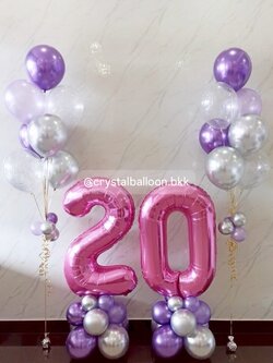 ลูกโป่ง วันเกิด ฟอยล์ตัวเลข ขนาด 40" ตั้งฐาน 2 ชิ้น สีชมพู , ลูกโป่งช่อ 7 ลูก 2 ช่อ พร้อมตกแต่ง สามารถเปลี่ยนสีลูกโป่ง/เปลี่ยนสี-ฟอยล์ตัวเลข/เปลี่ยนสี-ฟอยล์ตกแต่งได้