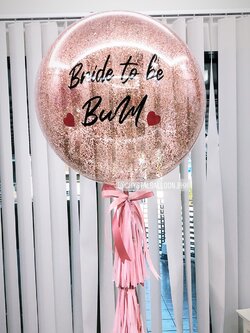 ลูกโป่ง Bride To Be Bubble ขนาด 24" กลิตเตอร์สีโรสโกล พร้อมตกแต่ง สามารถเปลี่ยนสีลูกโป่ง/เปลี่ยนข้อความ/เปลี่ยนขนาดได้