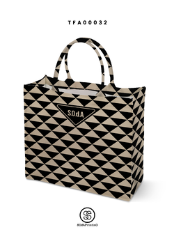 กระเป๋า Book Tote Bag Triangle Symbole (Cream-Black Color) รหัส TFA00032 #SOdAPrintinG