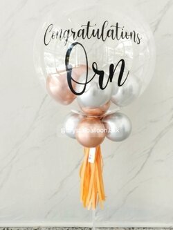 ลูกโป่ง รับปริญญา แบบก้าน อยู่ได้นาน Bubble ขนาด 24" พร้อม ลูกโป่ง 6" 6 ลูก,สามารถใส่เงินได้ 50 ใบ พร้อมตกแต่ง สามารถเปลี่ยนสีลูกโป่ง/เปลี่ยนข้อความได้