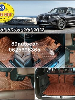 พรมรถยนต์ BMW X3 Xdrive 20d ปี 2022 ปูพรม6D สีกาแฟ เต็มคัน