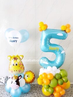 ลูกโป่ง วันเกิดเด็ก ฟอยล์ตัวเลข ขนาด 40" ตั้งฐาน 1 ชิ้น สีฟ้า , ฟอยล์ยีราฟ ตั้งฐาน 1 ชิ้นพร้อม ลูกโป่ง เป่าลอย 3 ลูก พร้อมตกแต่ง สามารถเปลี่ยนสีลูกโป่ง/เปลี่ยนสี-ฟอยล์ตัวเลข/เปลี่ยนสี-ฟอยล์ตกแต่งได้