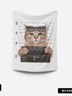 ผ้าติดผนัง ผ้าแขวนผนัง ผ้าตกแต่ง WANTED CAT WCA00016 #SOdAhome #SOdAPrintinG #WallCloth #แมว #ทาสแมว