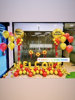 เสาลูกโป่ง เปิดงาน Bubble 36" พร้อม ริบบิ้นตัดงาน พร้อมตกแต่ง ฟอยล์ตัวอักษร ขนาด 16" ตั้งฐาน 7 ตัวอักษร,ลูกโป่งตั้งพื้น วางเดี่ยว 10 ลูก สามารถเปลี่ยนสีลูกโป่ง/เปลี่ยนข้อความ/เปลี่ยนสี-ฟอยล์ตัวอักษรได้