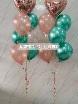 ลูกโป่ง งานแต่ง ช่อลูกโป่งฟอยล์หัวใจ ขนาด 18" ช่อ 7 ลูก 2 ช่อ พร้อมตกแต่ง สามารถเปลี่ยนสีลูกโป่ง/เปลี่ยนข้อความ/เปลี่ยนสี-ฟอยล์ตกแต่งได้