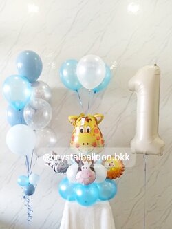 ลูกโป่งวันเกิดเด็ก ,ฟอยล์ยีราฟ ตั้งฐาน 1 ชิ้นพร้อม ลูกโป่ง เป่าลอย 3 ลูก ,ลูกโป่งช่อ 7 ลูก 1 ช่อ ,ฟอยล์ตัวเลข 40" เป่าลอย 1 ชิ้น , พร้อมตกเเต่ง สามารถเปลี่ยนสีลูกโป่ง/ข้อความสามารถเปลี่ยนได้