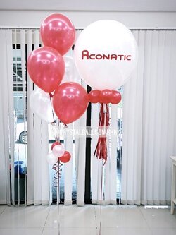 ลูกโป่ง เปิดร้าน-เปิดตัวสินค้า ลูกโป่งยาง ขนาด 24" Theme สีขาว-แดง พร้อมตกแต่ง ช่อลูกโป่ง 5 ลูก 1 ช่อ สามารถเปลี่ยนสีลูกโป่ง/เปลี่ยนข้อความ/เปลี่ยนขนาดได้