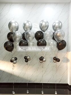 ลูกโป่ง เปิดงาน ช่อลูกโป่ง 5 ลูก 4 ช่อ พร้อมตกแต่ง ลูกโป่งใส ใส่กลิตเตอร์ สามารถเปลี่ยนสีลูกโป่งได้