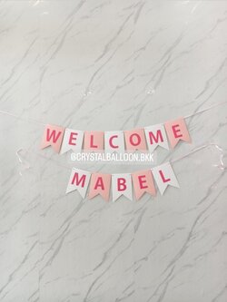ป้ายธง Welcome Baby สลับสี 12 ป้ายธง พร้อมตกแต่ง สามารถเปลี่ยนข้อความ/เปลี่ยนสี-ป้ายธงได้