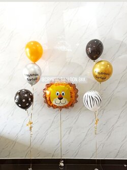 ลูกโป่ง วันเกิดเด็ก ช่อลูกโป่ง 3 ลูก 2 ช่อ พร้อมตกแต่ง ฟอยล์สิงโตใหญ่ 1 ชิ้น สามารถเปลี่ยนสีลูกโป่ง/เปลี่ยนข้อความ/เปลี่ยนฟอยล์ตกแต่งได้