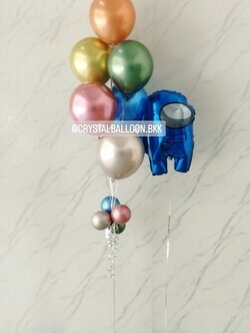 ลูกโป่ง วันเกิดเด็ก ช่อลูกโป่งสีโครเมี่ยม ช่อ 6 ลูก 1 ช่อ พร้อม ฟอยล์ Among Us 1 ชิ้น พร้อมตกแต่ง สามารถเปลี่ยนสีลูกโป่ง/เปลี่ยนสี-ฟอยล์ตกแต่งได้