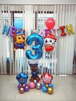 ลูกโป่ง วันเกิดเด็ก Theme Paw Patrol พร้อม ฟอยล์ตัวเลข ขนาด 40" 1 ชิ้น พร้อม ฟอยล์ตัวอักษร 9 ตัวอักษร,ฟอยล์ตั้งฐาน 3 ชิ้น พร้อมตกเเต่ง สามารถเปลี่ยนสีลูกโป่ง/เปลี่ยนสี-ฟอยล์ตัวอักษร/เปลี่ยนฟอยล์ตกแต่งได้