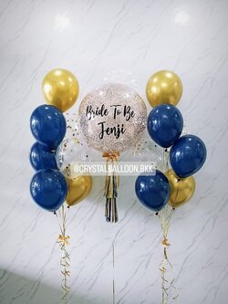 ลูกโป่ง Bride To Be Bubble ขนาด 24" สีแชมเปญ พร้อมตกแต่ง ช่อลูกโป่ง 7 ลูก 2 ช่อ,ลูกโป่งใส ใส่กลิตเตอร์ สามารถเปลี่ยนสีลูกโป่ง/เปลี่ยนข้อความ/เปลี่ยนขนาดได้