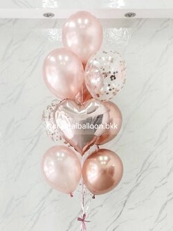 ลูกโป่งแบบช่อ ช่อลูกโป่ง ฟอยล์หัวใจ ขนาด 18" สีโรสโกล ช่อ 10 ลูก 1 ช่อ Theme สีโรสโกล พร้อมตกแต่ง สามารถเปลี่ยนสีลูกโป่ง/เปลี่ยนข้อความ/เปลี่ยนฟอยล์ตกแต่งได้