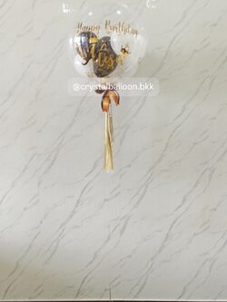 ลูกโป่ง วันเกิด Bubble USA 24" 1 ลูก Theme สี ดำ-ขาว พร้อมตกแต่ง สามารถเปลี่ยนสีลูกโป่ง/เปลี่ยนข้อความได้