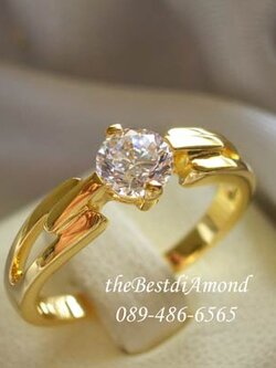 แหวนเพชรเม็ดเดี่ยว ขนาด 30 สค น่ารักมาก เพชรไม่ใหญ่ค่ะ ใส่ติดนิ้วได้เลย ชุบทองแท้ 24 K หนา 5ไมครอน รหัส BR051