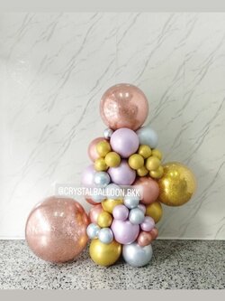 ลูกโป่ง เปิดร้าน ลูกโป่งฐานตั้งประดับ 1 ชิ้น Theme สีโรสโกล-ทอง พร้อมตกแต่ง สามารถเปลี่ยนสีลูกโป่งได้