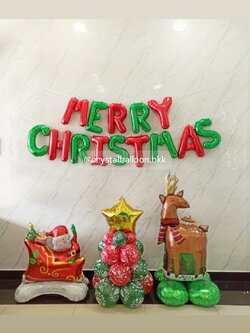 ต้นลูกโป่ง Christmas ฟอยล์ดาว ขนาด 18" 1 ต้น สูง 60 ซม. พร้อม ฟอยล์ตัวอักษร Meery Christmas ขนาด 16" 1 ชิ้น พร้อม ฟอยล์กวาง 1 ชิ้น,ฟอยล์แซนต้า 1 ชิ้น พร้อมตกแต่ง สามารถเปลี่ยนสีลูกโป่ง/เปลี่ยนข้อความ/เปลี่ยนสี-ฟอยล์ตัวอักษร-ฟอยล์ตกแต่งได้
