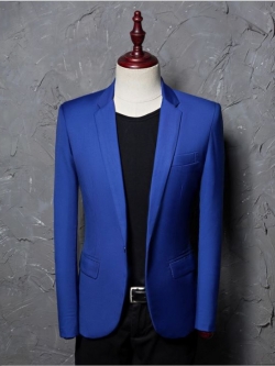Pre-order เสื้อสูทชาย สีน้ำเงินสด ทรงสลิมฟิต **เฉพาะเสื้อ**