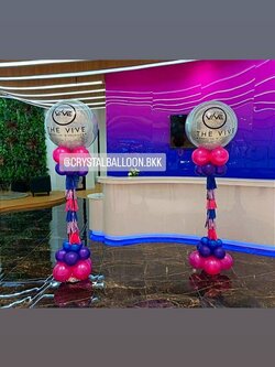 เสาลูกโป่ง เปิดร้าน Bubble ขนาด 36" กลิตเตอร์สีเงิน 2 เสา พร้อมตกแต่ง สามารถเปลี่ยนสีลูกโป่ง/เปลี่ยนข้อความได้