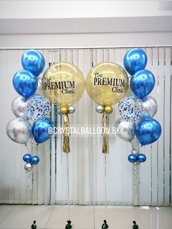 สั่ง ลูกโป่ง เปิดงาน-เปิดร้าน Bubble ขนาด 24" 2 ลูก พร้อม ช่อลูกโป่งโครเมี่ยม 7 ลูก 2 ช่อ,ลูกโป่งใส ใส่ Confetti พร้อมตกแต่ง สามารถเปลี่ยนสีลูกโป่ง/เปลี่ยนข้อความ/เปลี่ยนขนาดได้