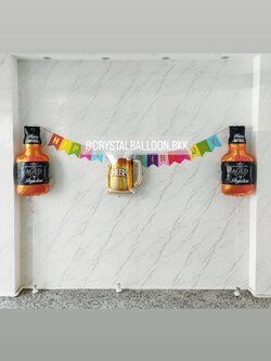 ลูกโป่ง วันเกิด ป้ายธง Happy Birthday 1 ชิ้น พร้อม ฟอยล์ตกแต่ง 3 ชิ้น พร้อมตกแต่ง สามารถเปลี่ยนสีลูกโป่ง/เปลี่ยนสี-ป้ายธงได้