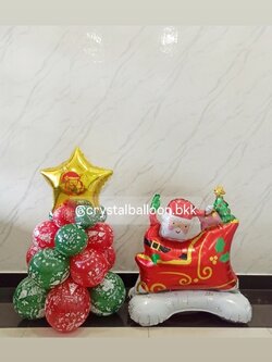 ต้นลูกโป่ง Christmas ฟอยล์ดาว ขนาด 18" 1 ต้น สูง 60 ซม. พร้อม ฟอยล์แซนต้า 1 ชิ้น พร้อมตกแต่ง สามารถเปลี่ยนสีลูกโป่ง/เปลี่ยนข้อความ/เปล