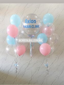 ลูกโป่ง เปิดงาน Bubble ขนาด 24" กลิตเตอร์สีเงิน 1 ลูก พร้อม ช่อลูกโป่ง ช่อ 7 ลูก 2 ช่อ พร้อมตกแต่ง สามารถเปลี่ยนสีลูกโป่ง/เปลี่ยนข้อความ/เปลี่ยนขนาดได้