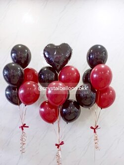ลูกโป่งเกิด ช่อฟอยล์หัวใจ ขนาด 18" ช่อ 7 ลูก 1 ช่อ พร้อม ช่อลูกโป่ง ช่อ 5 ลูก 2 ช่อ Theme แดง - ดำ พร้อมตกแต่ง สามารถเปลี่ยนสีลูกโป่ง/เปลี่ยนข้อความ/เปลี่ยนสี-ฟอยล์ตกแต่งได้