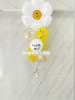 ลูกโป่ง วันเกิดเด็ก ช่อลูกโป่งฟอยล์ดอกเดซี่ ช่อ 7 ลูก 1 ช่อ พร้อมตกเเต่ง สามารถเปลี่ยนสีลูกโป่ง/เปลี่ยนข้อความ/เปลี่ยนสี-ฟอยล์ตกเเต่งได้