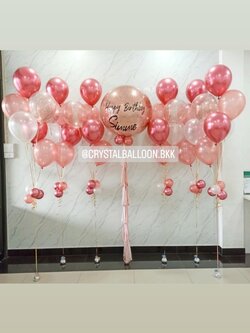 ลูกโป่ง วันเกิด Bubble ขนาด 36" กลิตเตอร์สีโรสโกล พร้อม ช่อลูกโป่ง ช่อ 6 ลูก 6 ช่อ พร้อมตกแต่ง สามารถเปลี่ยนสีลูกโป่ง/เปลี่ยนข้อความ/เปลี่ยนขนาดได้