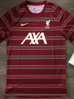 เสื้อฟุตบอล ทีมสโมสรลิเวอร์พูล ชุดพรีแมทช์ 2021/22 ใหม่ S-Size / LIVERPOOL Football Shirt Pre-Match Kit 2021/22 Jersey NEW S-Size