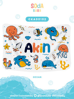 ผ้าห่มเด็ก ใส่ชื่อได้ ลาย Under Water Life รหัส CKA00102 #SOdAbaby #CollectionOCEAN