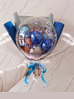 ช่อลูกโป่ง แบบใหม่ ไม่ซ้ำใคร Bubble 18" ลูกโป่ง 6" หลากสี พร้อมตกแต่ง สามารถเปลี่ยนสีลูกโป่ง/เปลี่ยนข้อความได้