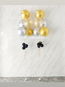 ลูกโป่ง แสดงความยินดี ช่อลูกโป่งสีโครเมี่ยม ช่อ 5 ลูก 2 ช่อ พร้อมตกแต่ง สามารถเปลี่ยนสีลูกโป่งได้