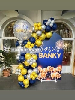 Organic Backdrop Happy Birthday ฉาก U คว่ำ (ฉากทำสี) ขนาด กว้าง 1 เมตร สูง 180 ซม. พร้อมตกแต่ง สามารถเปลี่ยนสีลูกโป่ง/เปลี่ยนข้อความ/เปลี่ยนสี-ฉากได้