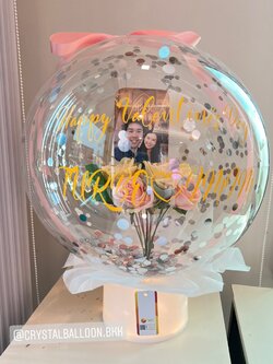 Flower Balloon Valentine's Day กล่องไฟ เกาหลี น่ารัก น่ารัก พร้อมตกแต่ง สามารถใส่รูปได้ 1 ใบ สามารถเปลี่ยนข้อความ/เปลี่ยนสีได้