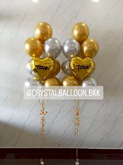 ลูกโป่ง แสดงความยินดี ลูกโป่งช่อ 10 ลูก 2 ช่อ พร้อมฟอยล์หัวใจ 2 ลูก พร้อมตกแต่ง ฟอยล์สามารถเปลี่ยนสีได้/สามารถเปลี่ยนสีได้