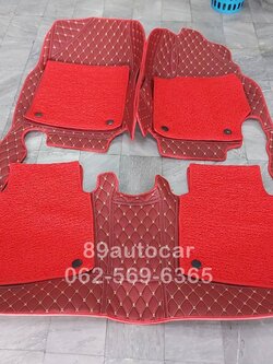 พรมรถยนต์ Toyota Camry 2007 ปูพรม7D สีแดงไวน์ขอบสีแดงสด + พรมดักฝุ่นสีแดง เข้ารูป